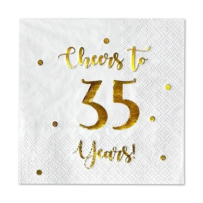 Saludos a 35 años servilletas de cóctel | Feliz 35 cumpleaños decoraciones para hombre... Foto 1 de 4
