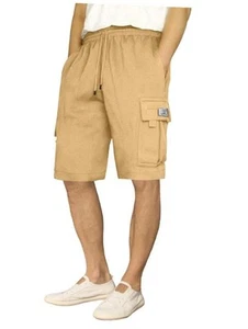 Mens Cargo Sweat Shorts - Casual Drawstring Elastic Waist Cotton Athletic - Picture 1 of 7