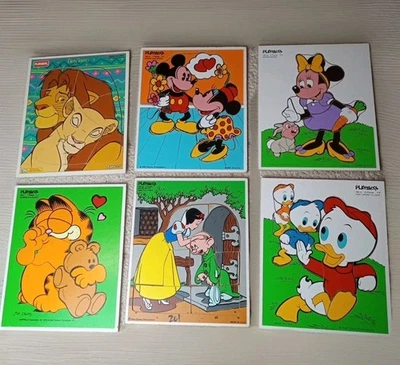 6 rompecabezas de madera de nieve Huey de colección Playschool Disney Garfield Mickey Minnie Lion Estados Unidos Foto 1 de 4