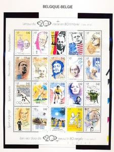 XE41973 Belgium 1999 20th century highlights good sheet MNH fv 340 BEF - Picture 1 of 1