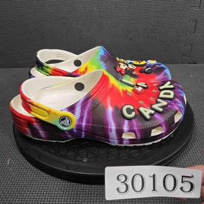 Crocs Classic Clogs Shoes Youth Size 6 Tie Dye Disney Mickey Minnie Jibbitz - Image 1 of 4