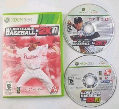 MLB 2K7 & MLB 2K10 + MLB 2K11 Xbox 360 3 Game Baseball Sports Lot Bundle Tested - Image 1 of 4
