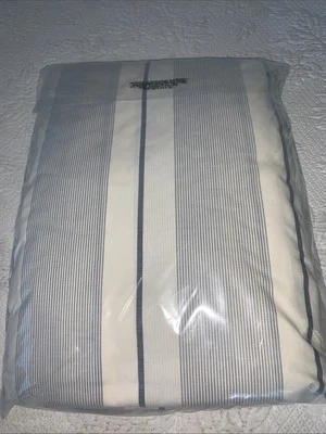 Sábana Ajustable The Company Store Rayas Anchas Azul Marino 200TC Hilo Teñido Percal King Foto 1 de 4