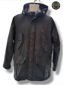 Fred Perry Insulated Charcoal tartan lined Parka - Size Med  Mod Casuals/Oasis  - Picture 1 of 13