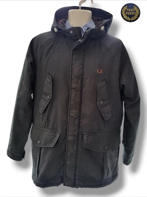 Fred Perry Insulated Charcoal tartan lined Parka - Size Med  Mod Casuals/Oasis  - Image 1 of 4