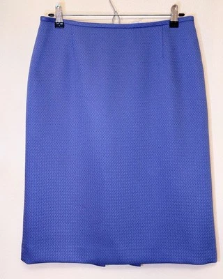 129 美元中号 US 6 ❤️ Tahari ASL 蓝色衬里女式铅笔膝裙纹理 — 第 1/4 张图片