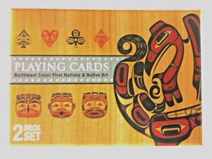 Pacific NW Coast Arte Nativo JUGAR CARTAS 2 Barajas Set Sellado por Artistas Haida NUEVO - Imagen 1 de 6