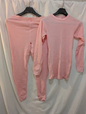 #704 De Colección JC Penny's Mujer Térmico Pijama Top y Pantalones Talla Grande Rosa Foto 1 de 4