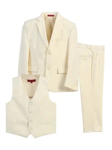 GIOBERTI Boys SLIM FIT Formal Bridal 3 Pcs Set Suit IVORY 2 Buttons - Picture 1 of 2