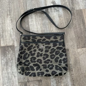 Coach File Grey/Black Leopard Crossbody Bag G1857-F39036 - Picture 1 of 14
