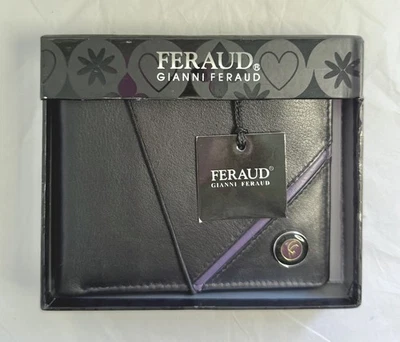 Gianni Feraud Logo Men's Leather Bifold Wallet Black Bills Cards/ID New Boxed - Image 1 of 4