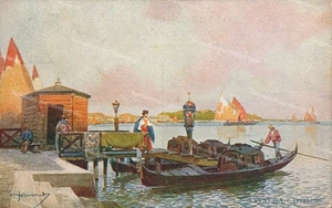 dg357 cartolina cpa venezia,traghetto - Picture 1 of 2