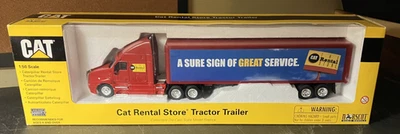 1:50 Norscot Caterpillar CAT Rental Store Tractor Trailer Diecast - NEW OPEN BOX - Image 1 of 4