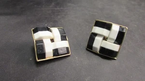 Vintage Krone Trifari Mid-Century Modern Acryl Geometrisch Clip On Ohrringe - Bild 1 von 3