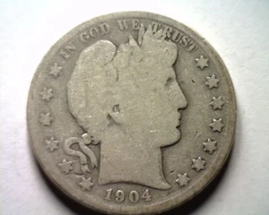 1904 BARBER HALF DOLLAR ABOUT GOOD / GOOD AG/G NICE ORIGINAL COIN BOBS COINS - Picture 1 of 2