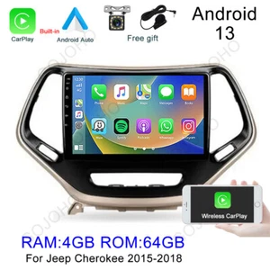 64GB Car Radio Stereo CarPlay For Jeep Cherokee 2015-2018 Android 13 GPS Navi - Picture 1 of 20