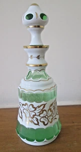 Vtg Moser Green to White Cut Clear Faceted Glass Decanter Czech Bohemian stopper - Picture 1 of 18