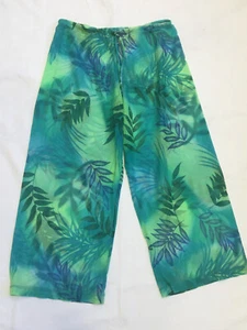 VTG Athena Collection Mesh Pants Swimsuit Coverup Size Small USA Teal Green Palm - Picture 1 of 7