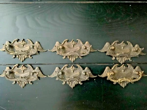1920’s Eastlake (6) Vintage Brass/Bronze Metal Victorian Antique Draw Pulls - Picture 1 of 2