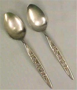 2 Nasco Rosevine-Caress Soup Spoons Stainless Steel Flatware Roses Vintage - Picture 1 of 4