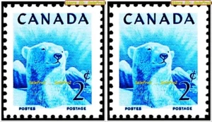 2x CANADA 1953 CANADIAN WILDLIFE POLAR BEAR MINT FACE 4 CENT VINTAGE STAMP LOT - Picture 1 of 4