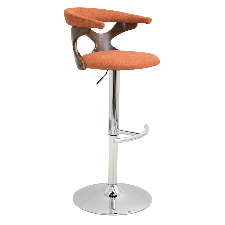 LumiSource Gardenia Barstool, Walnut, Orange - BS-GARDWL-O - Image 1 of 1