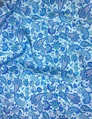 绗缝面料蓝色PAISLEY永恒宝藏100%纯棉 — 第 1/4 张图片