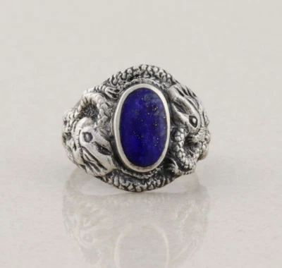 Sterling Silver Natural Lapis Lazuli Ring Size 9 1/4 - Image 1 of 4