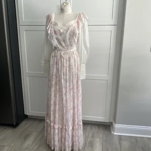 Vintage Gunne Sax Jessica Prairie Rose Lace Dress Prom Size 7/X - Picture 1 of 10