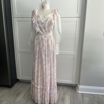 Vintage Gunne Sax Jessica Prairie Rose Lace Dress Prom Size 7/X - Image 1 of 4