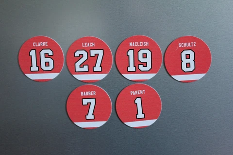 Philadelphia Flyers Magnet Set - Bernie Parent Bobby Clarke, Bill Barber, Leach Cover