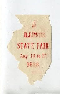 Vintage Label ILLINOIS STATE FAIR 1938 die-cut sate outline - Picture 1 of 2