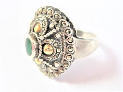 Anello Argento 925/Oro 750 Con Smeraldo, 9,17 G - Immagine 1 di 3