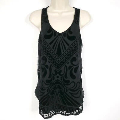 Camiseta sin mangas Mossimo para mujer talla XS negra con estampado geométrico de malla Foto 1 de 4