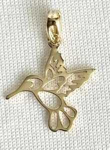 14K solid gold Hummingbird pendant - Picture 1 of 7