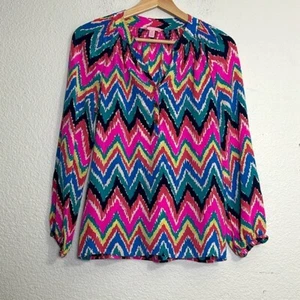 Lilly Pulitzer Damen Größe XS Small 100 % Seide bunt Langarm 1/4 Knopf Oberteil - Bild 1 von 11