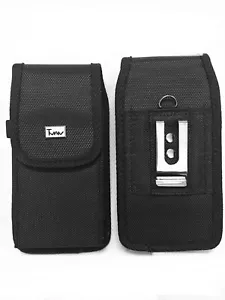 SCHWARZ VERTIKAL NYLON HOLSTER GÜRTEL CLIP ETUI HÜLLE FÜR SAMSUNG GALAXY A20 A30 A50 - Bild 1 von 12