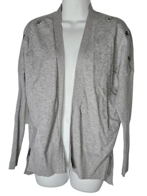 Karen Millen Womens Sweater Size Medium Gray Open Front Knit Cardigan - Image 1 of 4