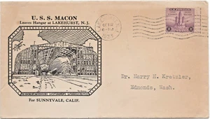 1933 USS Macon Leaves Hanger at Lakehurst, NJ for Sunnyvale CA. Zeppelin - Picture 1 of 2