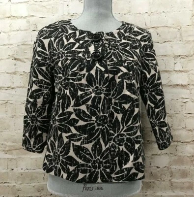 MICHAEL KORS Womens Size S Tan Black 100% Linen Jacket Blazer Career - Image 1 of 4