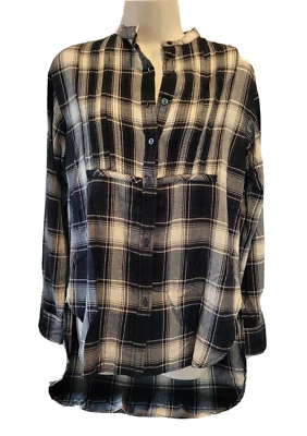 Denim & Supply Ralph Lauren Plaid Pintuck Hi-Low Tunic Top Shirt Womens S Tuxedo - Image 1 of 4