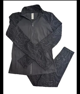 90 DEGREE BY REFLEX JACKET / LEGGING SET GRAPHIC MARBLE BLACK NEW - Picture 1 of 3