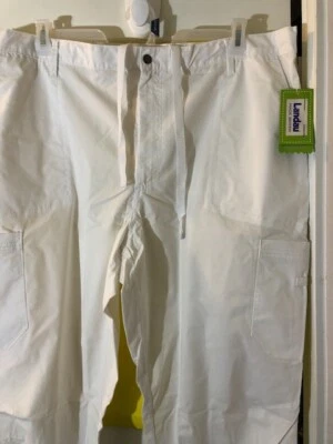 Pantalones cargo Landau elásticos blancos para hombre 2025 6 bolsillos cremallera botón mosca Foto 1 de 4