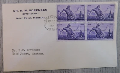 1st Day Issue Nebraska Territorial Centennial 1954 Vintage Stamp Envelope Cover - Image 1 of 4