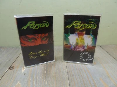 Poison Open Up and Say...Ahh! 1988 & Swallow This Live 1991 Cassette Tape Lot - Image 1 of 4