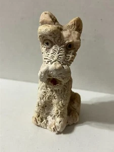 Vintage Cute 1940s Sandstone Lucky Terrier Dog Figurine Approximately 3" Tall - Picture 1 of 7