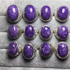 wholesale Genuine Natural Purple Charoite Crystal Adjustable Woman Ring AAAA 