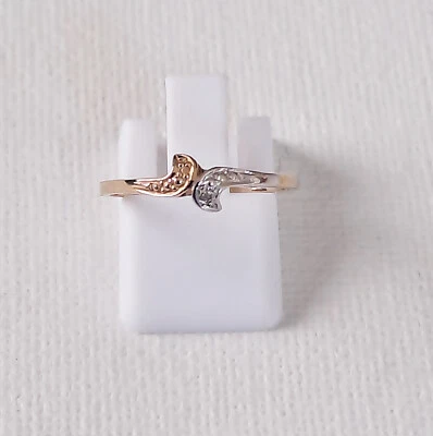 Ring Gelbgold 333er 8 kt Diamant fein elegant bicolor Edelstein - Bild 1 von 4