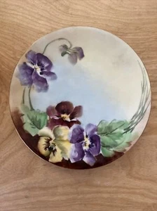 6 7/8” Hand Painted Pansy Plate, Silesia - Picture 1 of 3