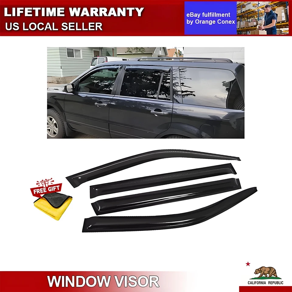Para 2003-2008 Honda Pilot viseira de janela ventilação defletor de vento solar guarda chuva - Imagem 1 de 4